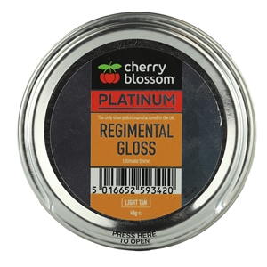 Cherry Blossom Platinum Regimental Gloss Shoe Polish 50ml/40g Tin Light Tan