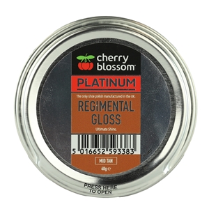 Cherry Blossom Platinum Regimental Gloss Shoe Polish 50ml/40g Tin Mid Tan