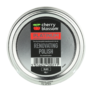 Cherry Blossom Platinum Renovating Shoe Polish 50ml/40g Tin Black