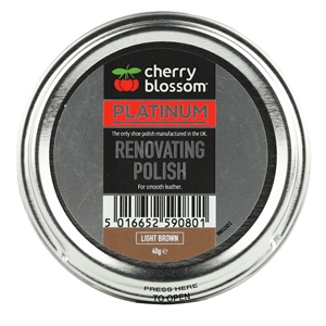 Cherry Blossom Platinum Renovating Shoe Polish 50ml/40g Tin Light Brown