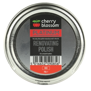Cherry Blossom Platinum Renovating Shoe Polish 50ml/40g Tin Red