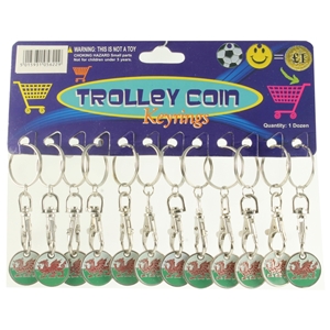 Shopping Trolley Key Ring Welsh Dragon Design