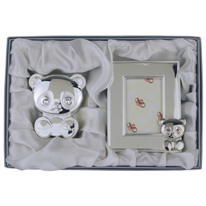 Panda Trinket Box (7cm) & Frame (10x7cm) Silver Plated
