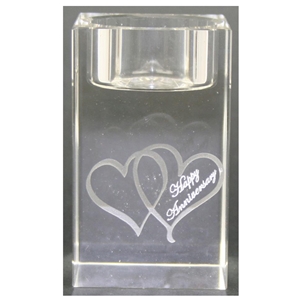 X69860 Glass T.Light Hearts Happy Anniversary Clearance Price £1.50
