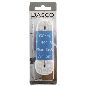 Dasco Laces Flat 150cm White Blister Packed