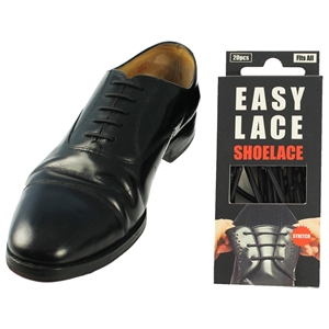 Easy Lace Silicone Shoelaces - Round Black - Box Of 20 Pieces