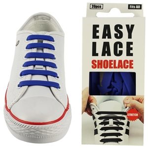 Easy Lace Silicone Shoelaces - Flat Blue - Box Of 20 Pieces