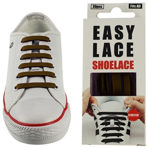 Easy Lace Silicone Shoelaces - Flat Brown - Box Of 20 Pieces