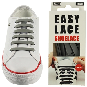 Easy Lace Silicone Shoelaces - Flat Grey - Box Of 20 Pieces
