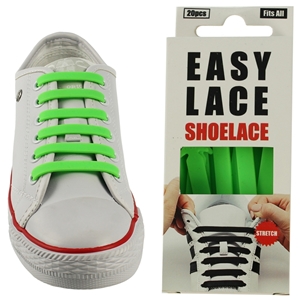 Easy Lace Silicone Shoelaces - Flat Green - Box Of 20 Pieces