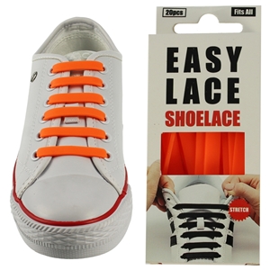Easy Lace Silicone Shoelaces - Flat Orange - Box Of 20 Pieces