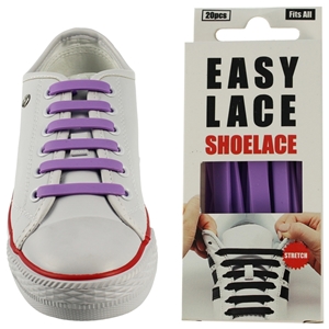 Easy Lace Silicone Shoelaces - Flat Purple - Box Of 20 Pieces