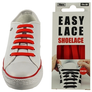 Easy Lace Silicone Shoelaces - Flat Red - Box Of 20 Pieces