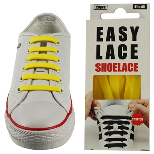 Easy Lace Silicone Shoelaces - Flat Yellow - Box Of 20 Pieces