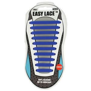 Easy Lace Silicone Shoelaces - Flat Blue - Card Of 20 Pieces