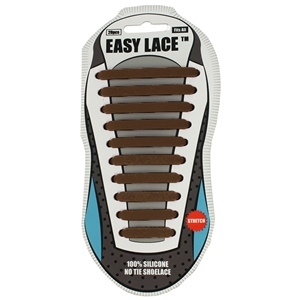Easy Lace Silicone Shoelaces - Flat Brown - Card Of 20 Pieces