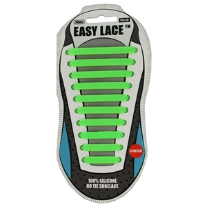 Easy Lace Silicone Shoelaces - Flat Green - Card Of 20 Pieces