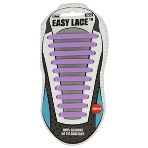 Easy Lace Silicone Shoelaces - Flat Purple - Card Of 20 Piece
