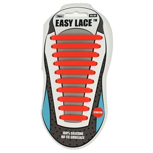 Easy Lace Silicone Shoelaces - Flat Red - Card Of 20 Pieces