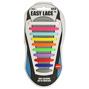Easy Lace Silicone Shoelaces - Flat Rainbow-Card Of 20 Pieces
