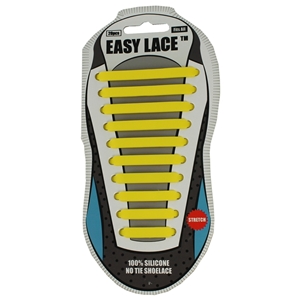 Easy Lace Silicone Shoelaces - Flat Yellow - Card Of 20 Piece