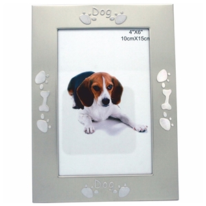 4x6 Inch Dog Picture Frame Matt Brushed Champagne