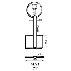 Silca 5LV1, Lips-Vago Double Bit Safe Key Blank