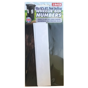 Wheelie Bin Numbers Triple Pack White Number 1