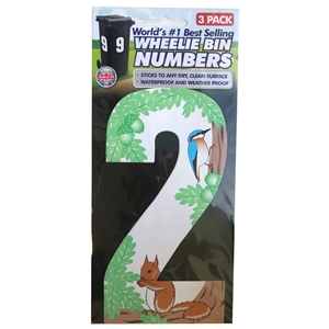 Wheelie Bin Numbers Triple Pack Squirrel Number 2