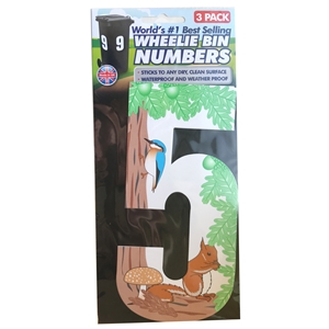 Wheelie Bin Numbers Triple Pack Squirrel Number 5