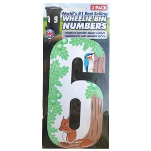 Wheelie Bin Numbers Triple Pack Squirrel Number 6