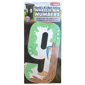 Wheelie Bin Numbers Triple Pack Squirrel Number 9