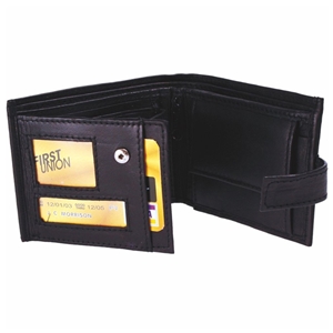 Birch Nappa Leather Wallet With Tab Window, 3 Pockets 1 Zipped