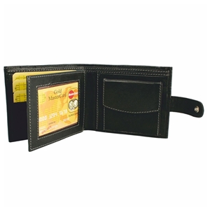 Birch Nappa Wallet With Contrast Stitching & Coin Pocket