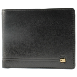 Cowhide Leather Wallet. Coin Pocket.Elephant Logo.Black