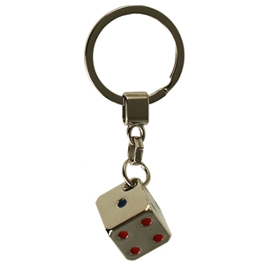 Dice Metal Key Ring With Coloured Dots