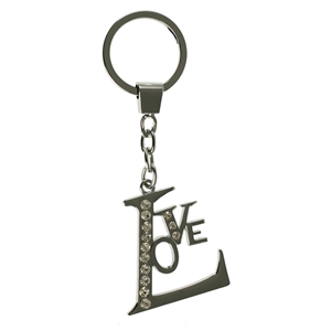 Love Metal Key Ring With Crystals