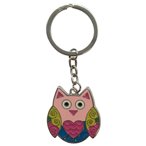 Coloured Owl Metal Keyring