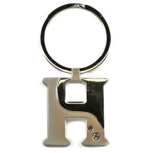 Alphabet Key Ring With Crystal Letter H
