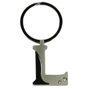 Alphabet Key Ring With Crystal Letter L