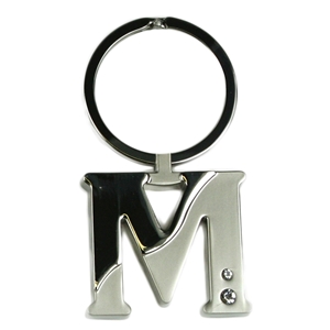 Alphabet Key Ring With Crystal Letter M