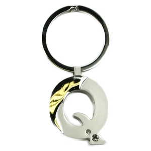 Alphabet Key Ring With Crystal Letter Q