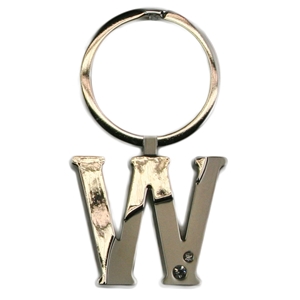 Alphabet Key Ring With Crystal Letter W