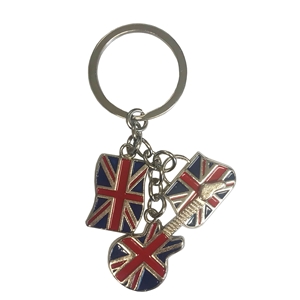 Union Jack Charm Key Ring with Guitar, Handbag & Flag