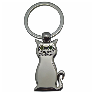 Cat Key Ring with Crystal Eyes
