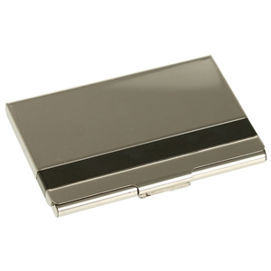 Business Card Case Banded Shiny Stainless Steel