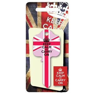 Licensed Keys - Keep Calm and Carry On, Union Jack - Pink