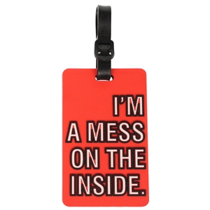 Birch Luggage Tag Red I'M A MESS ON THE INSIDE