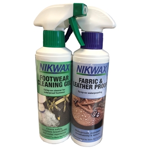 Nikwax Twin Pack Fabric & Leather Spray/Footwear Cleaning Gel, 300ml