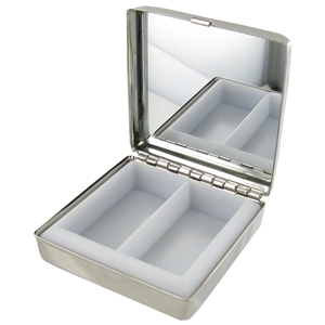 Square Pill Box With Mirror Stainless Steel 5cm